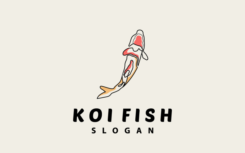 Koi Fish Logo Design Fish Vector IllustrationV6 Logo Template