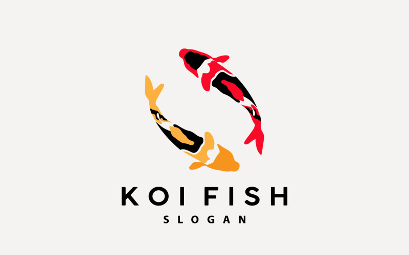 Koi Fish Logo Design Fish Vector IllustrationV8 Logo Template