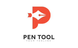 Pen logo tool gradient colorful style vector V6