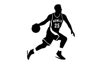 basketball player silhouette art with white background