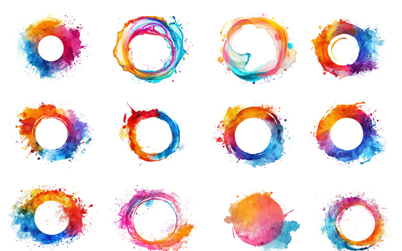 Colorful ink paint splatter splash, Watercolor splatter brush strokes transparent background Background