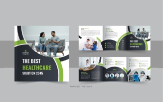 Healthcare, medical square trifold brochure or medical clinic service trifold design layout