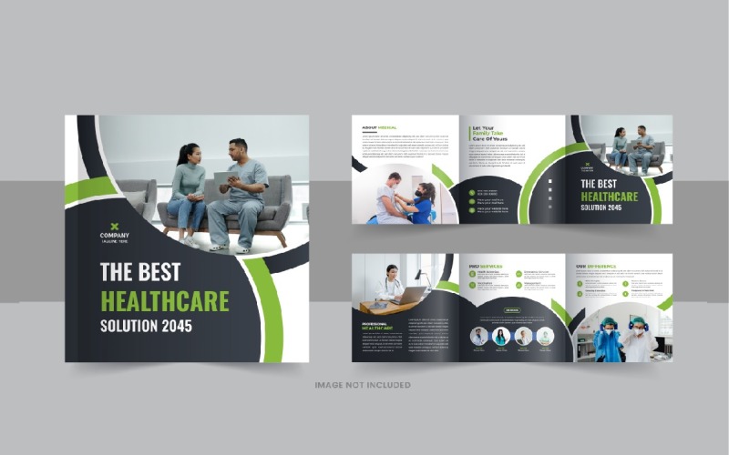 Healthcare, medical square trifold brochure or medical clinic service trifold design layout Corporate Identity