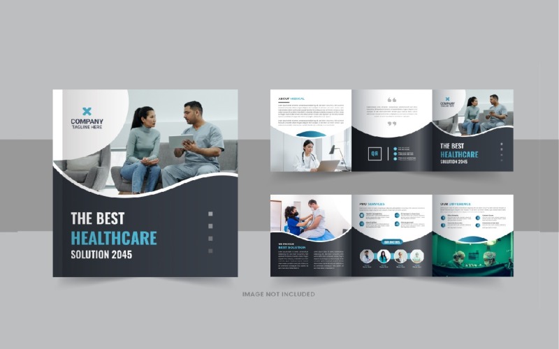 Healthcare, medical square trifold brochure or medical clinic service trifold layout Corporate Identity