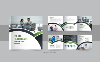 Healthcare, medical square trifold brochure or medical clinic service trifold template design layout