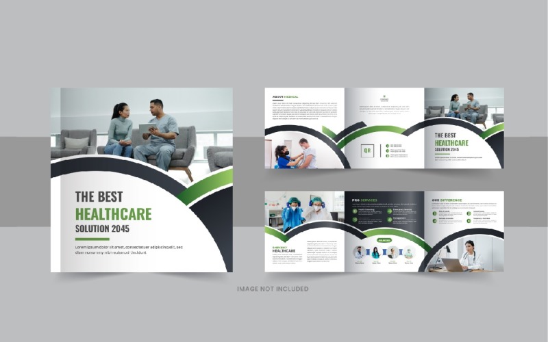 Healthcare, medical square trifold brochure or medical clinic service trifold template design layout Corporate Identity