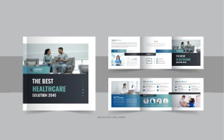 Healthcare, medical square trifold brochure or medical clinic service trifold template design