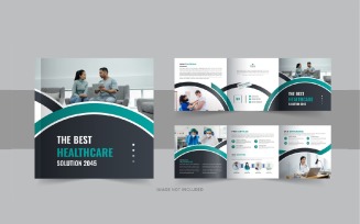 Healthcare, medical square trifold brochure or medical clinic service trifold template layout