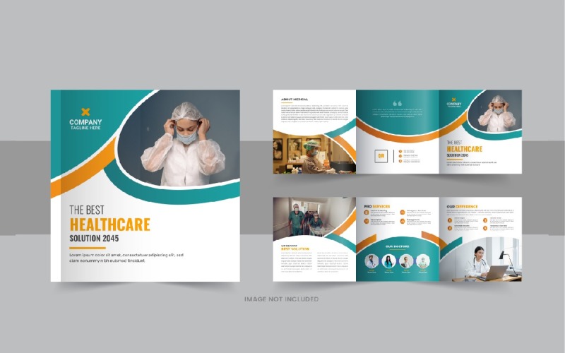 Healthcare, medical square trifold brochure or medical clinic service trifold Corporate Identity