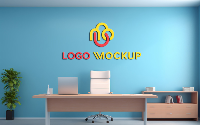 logo mockup on wall psd template Product Mockup