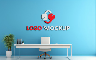 Office room wall logo mockup