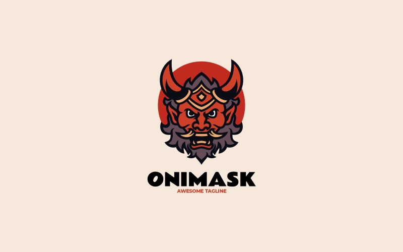 Oni Mask Mascot Cartoon Logo Logo Template