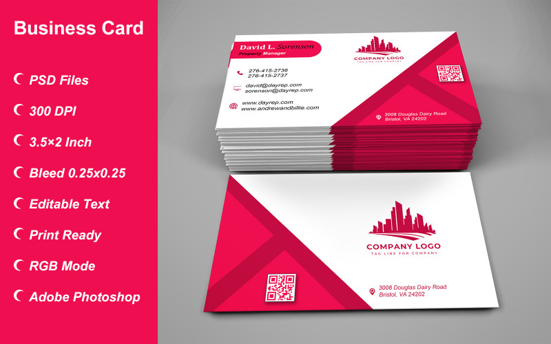 Visiting Card Template with Customizable Designs - 352 Corporate Identity