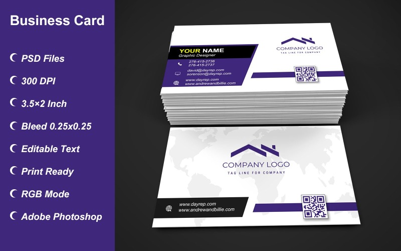 Visiting Card Template with Customizable Designs - 366 Corporate Identity