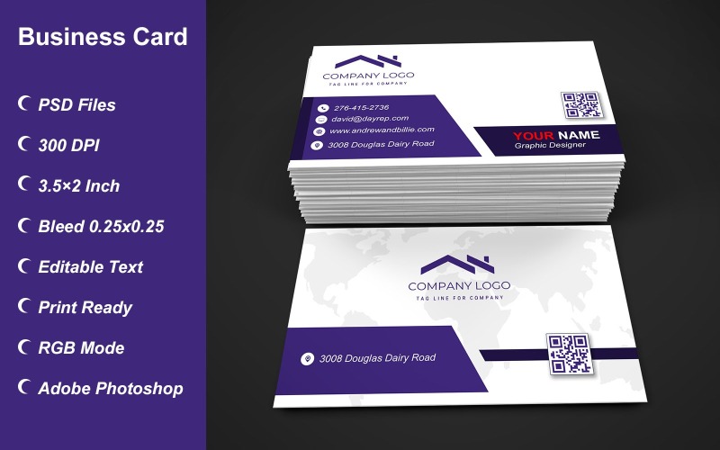 Visiting Card Template with Customizable Designs - 369 Corporate Identity