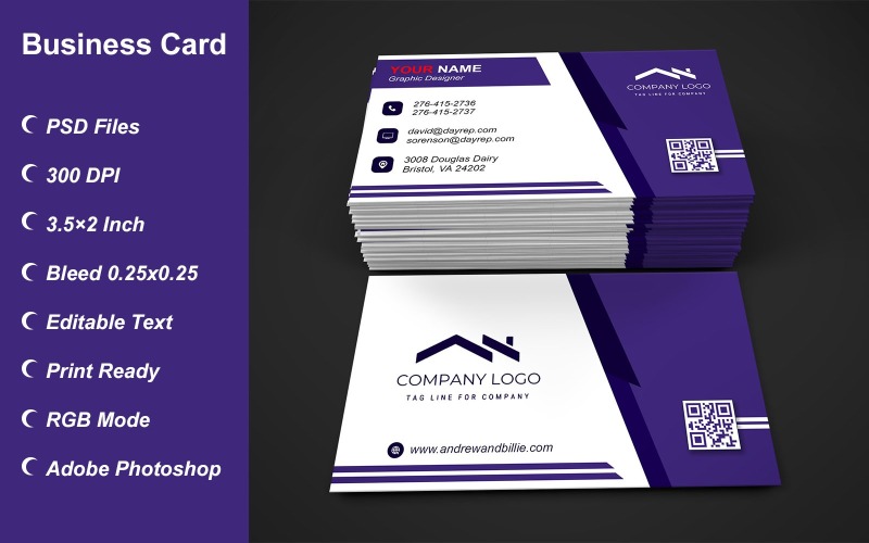 Visiting Card Template with Customizable Designs - 370 Corporate Identity