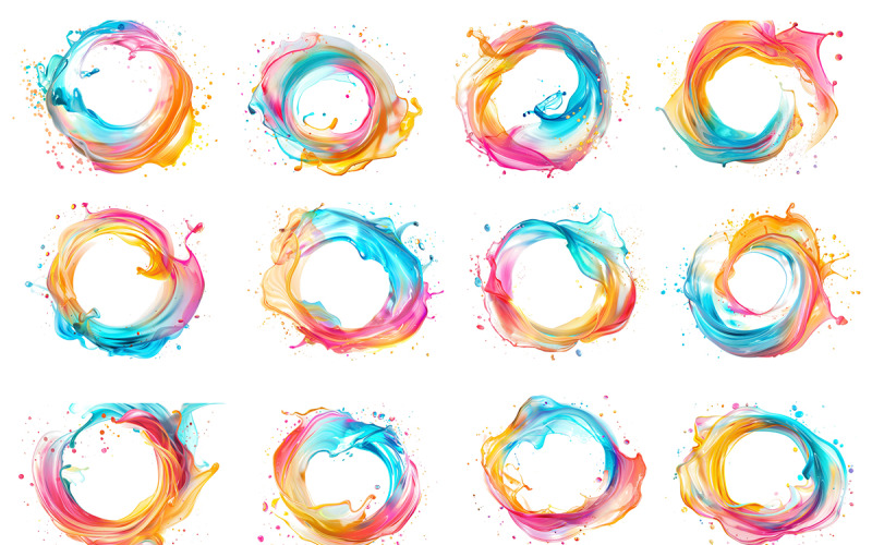 Watercolor colorful ink paint splatter transparent background Background