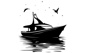 boat vector silhouette art style with white background