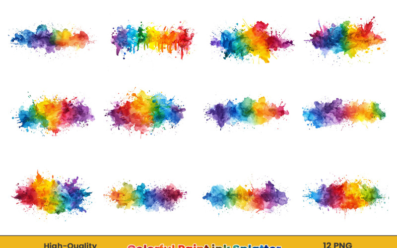 Watercolor colorful paint ink splatter splash, Abstract splatter brush strokes Background