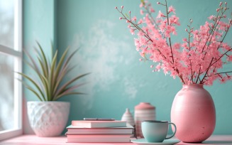 Minimalist Design with Desk & Plant Vase on The Table 79