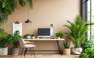 Scandinavian Interior Home Office with Plants & Vases 02