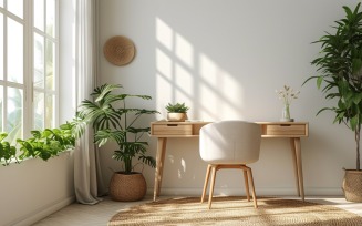 Scandinavian Interior Home Office with Plants & Vases 03