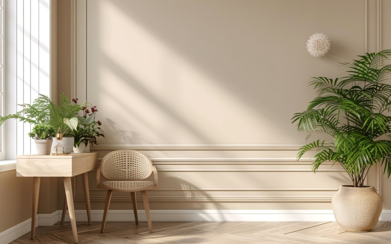 Scandinavian Interior Home Office with Plants & Vases 04 Illustration