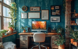 Scandinavian Interior Home Office with Plants & Vases 112