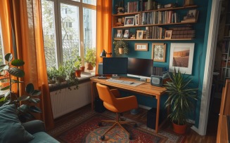 Scandinavian Interior Home Office with Plants & Vases 132