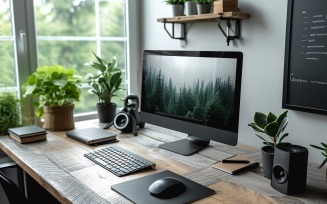 Scandinavian Interior Home Office with Plants & Vases 144