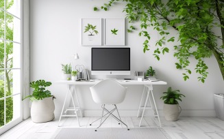 White color office & Plant vases under the table 145