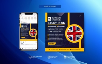 Customizable PSD Template for Study Abroad Promotions Orange