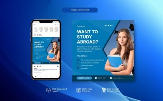 Elegent Study Abroad Promo PSD Template Blue