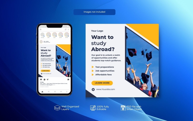 Elegent Study Abroad Promo PSD Template Social Media