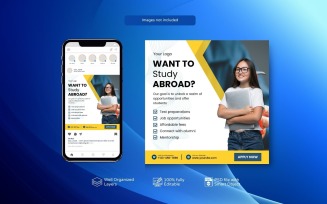 Engage Students with Our Study Abroad PSD Template Yellow