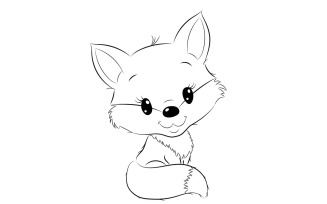 Fox Vector Coloring Page for Kids