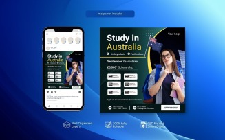 Minimal Study Abroad Education PSD Template for Social Media