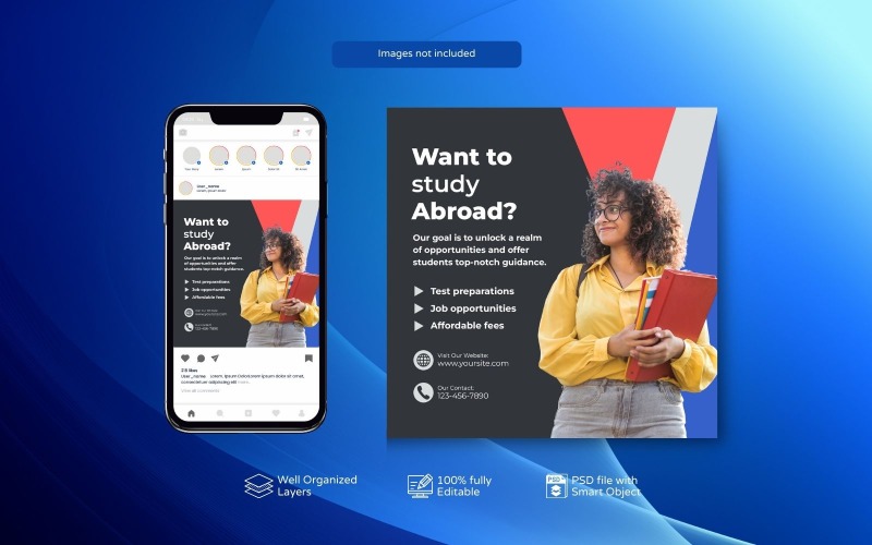 Minimal Study Abroad Promo Made Easy with This PSD Template Social Media