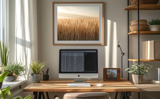 Office Room with computer & vases on the table 181