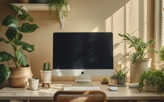 Office Room with Computer & vases on the table 189