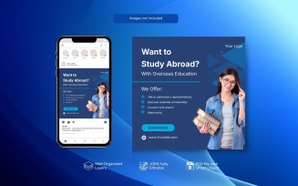 PSD Elegent Study Abroad Promo Template Blue