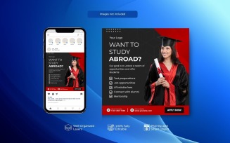 PSD Elegent Study Abroad Promo Template Red