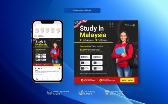 Study Abroad Education PSD Template for Social Media Black