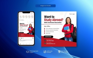 Study Abroad Education PSD Template for Social Media Red