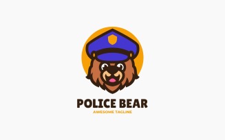 Bear Police Mascot Cartoon Logo 2