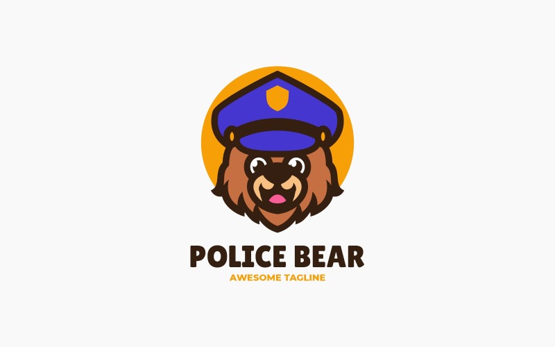 Bear Police Mascot Cartoon Logo 2 Logo Template
