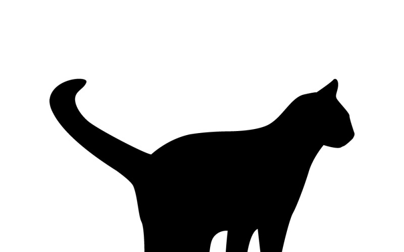 Cat silhouette, stealthy side view, pet Vector Graphic