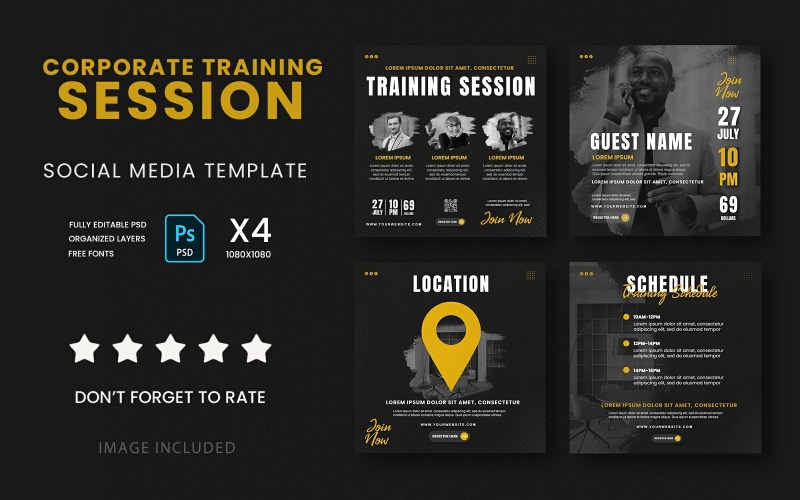 Corporate Training Session Social Media Pack PSD Templates