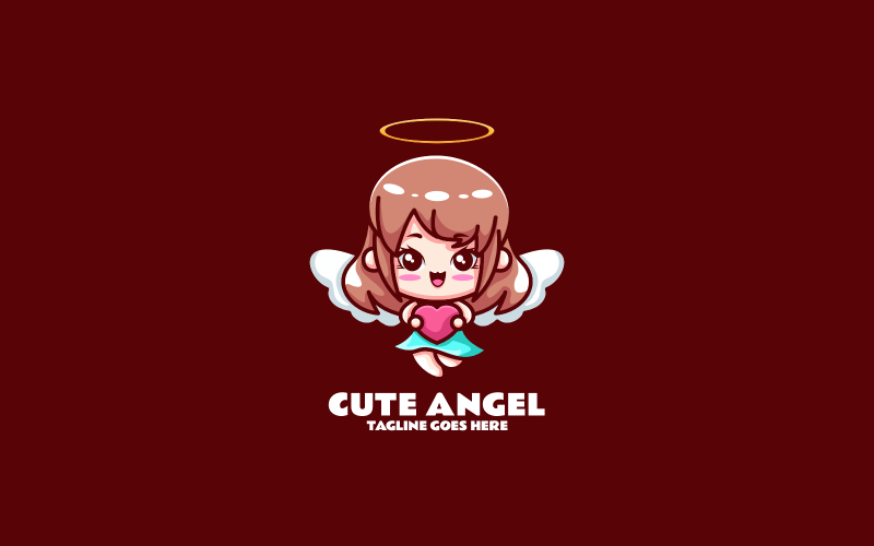 Cute Angel Mascot Cartoon Logo Logo Template
