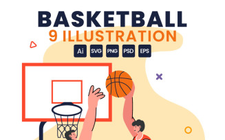 9 Playing Basketball Illustration